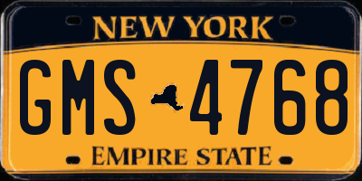 NY license plate GMS4768
