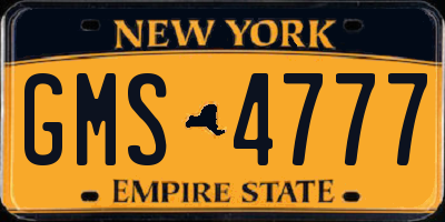NY license plate GMS4777