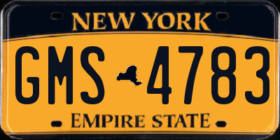 NY license plate GMS4783