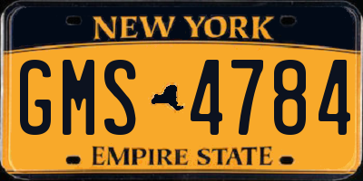 NY license plate GMS4784
