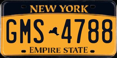 NY license plate GMS4788
