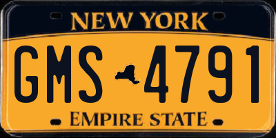 NY license plate GMS4791