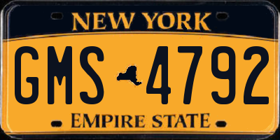 NY license plate GMS4792