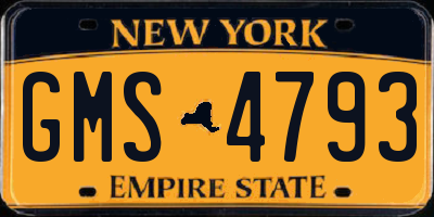 NY license plate GMS4793