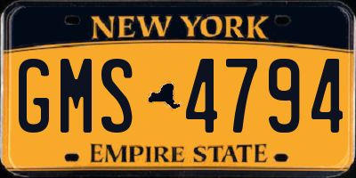 NY license plate GMS4794