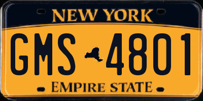 NY license plate GMS4801