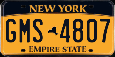 NY license plate GMS4807