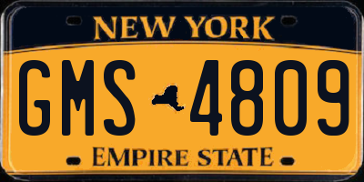 NY license plate GMS4809