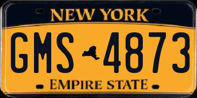 NY license plate GMS4873
