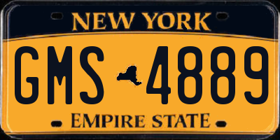 NY license plate GMS4889