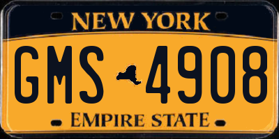 NY license plate GMS4908