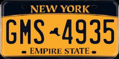 NY license plate GMS4935