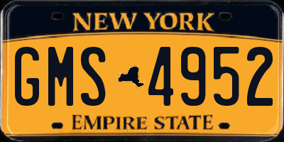 NY license plate GMS4952