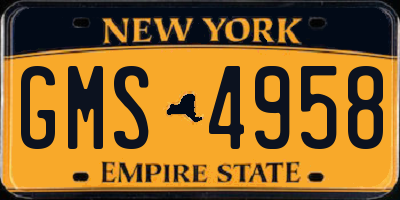 NY license plate GMS4958