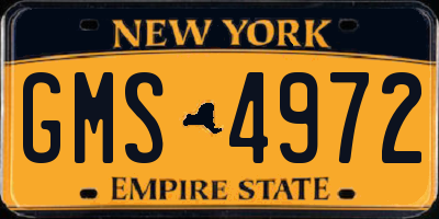 NY license plate GMS4972