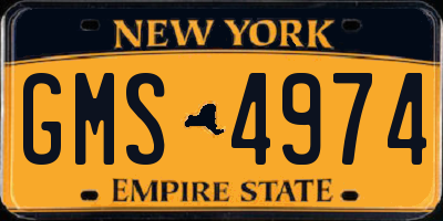 NY license plate GMS4974