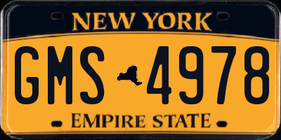 NY license plate GMS4978