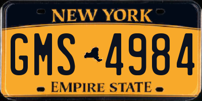 NY license plate GMS4984