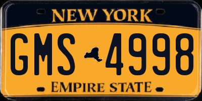 NY license plate GMS4998