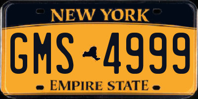 NY license plate GMS4999