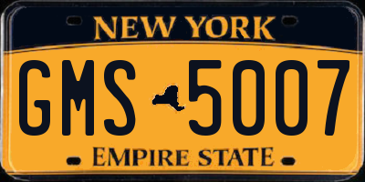NY license plate GMS5007
