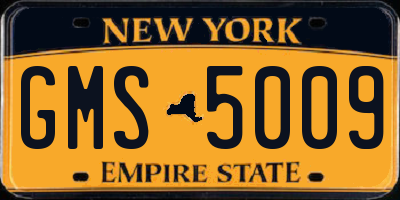 NY license plate GMS5009