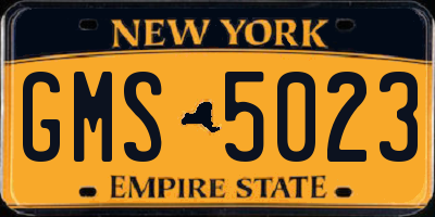 NY license plate GMS5023