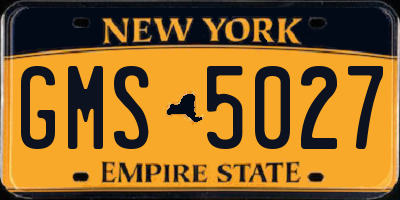 NY license plate GMS5027