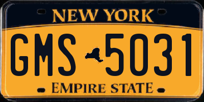 NY license plate GMS5031