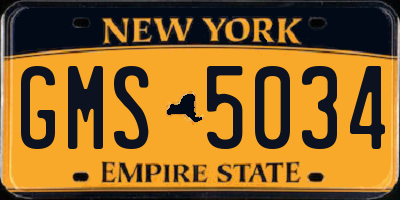NY license plate GMS5034