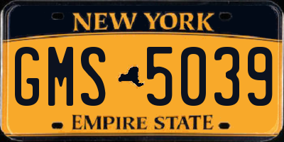 NY license plate GMS5039