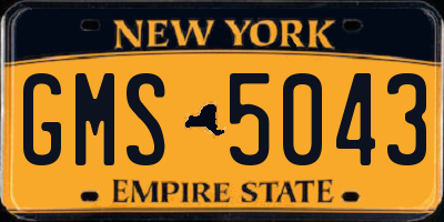 NY license plate GMS5043