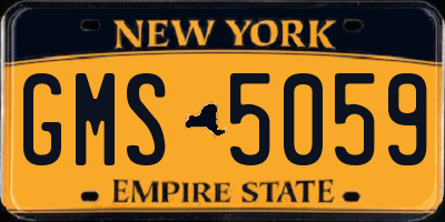 NY license plate GMS5059