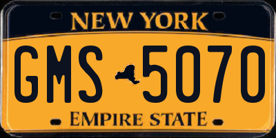 NY license plate GMS5070
