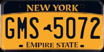NY license plate GMS5072