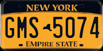 NY license plate GMS5074