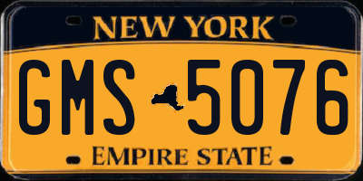 NY license plate GMS5076