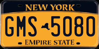 NY license plate GMS5080