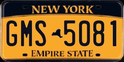 NY license plate GMS5081