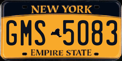 NY license plate GMS5083