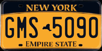 NY license plate GMS5090