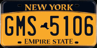 NY license plate GMS5106