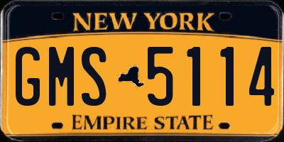 NY license plate GMS5114