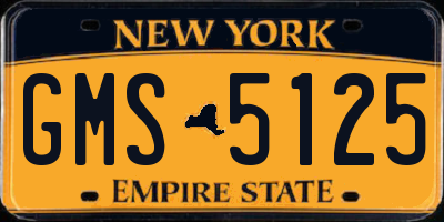 NY license plate GMS5125