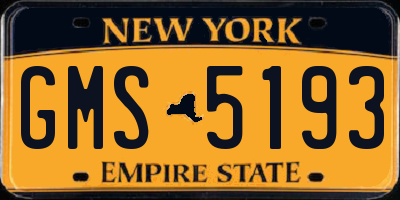 NY license plate GMS5193