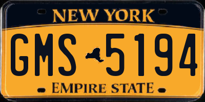 NY license plate GMS5194