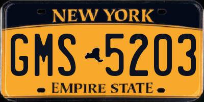 NY license plate GMS5203