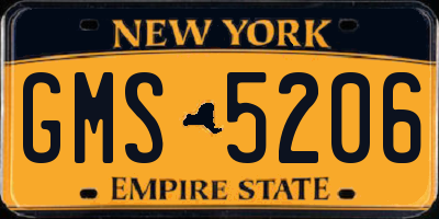 NY license plate GMS5206