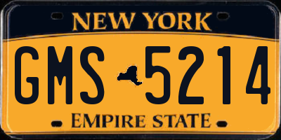 NY license plate GMS5214