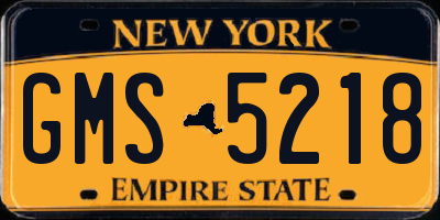 NY license plate GMS5218